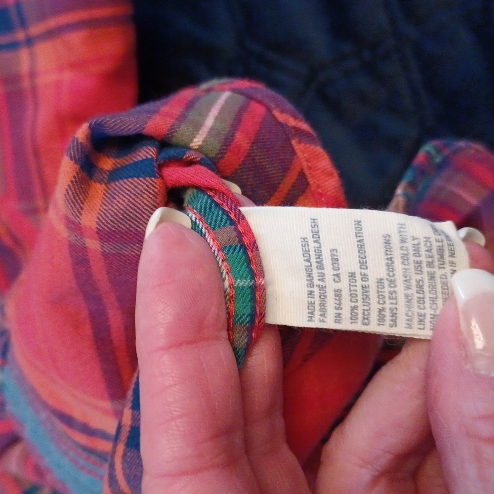 American Eagle Prep Fit Orange Plaid Button - Picture 8 of 8